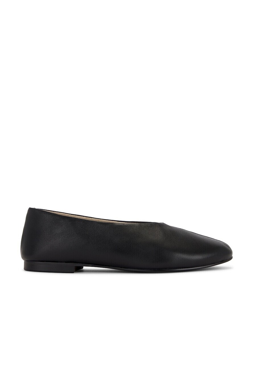 Tony Bianco Cuba Flat in Black Nappa leather square toe slip-on ballet